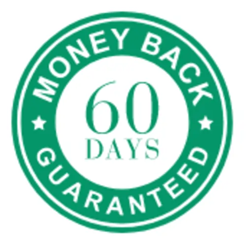 Official sixty day money back guarantee seal for customer protection